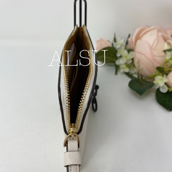 Coach Corner Zip Wallet Crossgrain Leather Cream - Picture 4 of 7